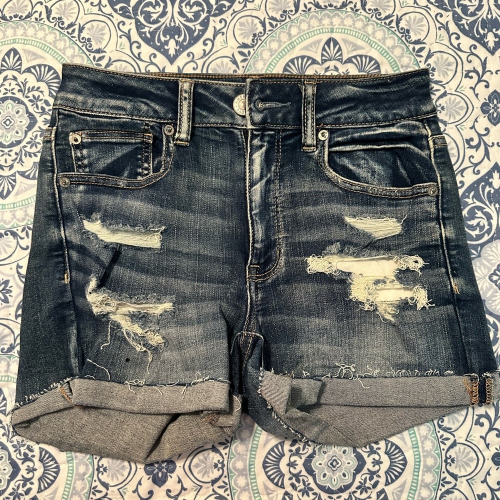 American Eagle Hi-Rise Shortie next level stretch Jean Shorts Sz 6